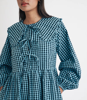 Nobody's Child Blue Gingham Peter Pan Collar Blaze Midi Dress 5