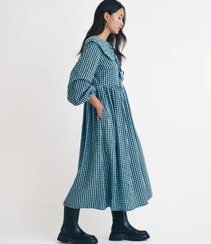 Nobody's Child Blue Gingham Peter Pan Collar Blaze Midi Dress 3