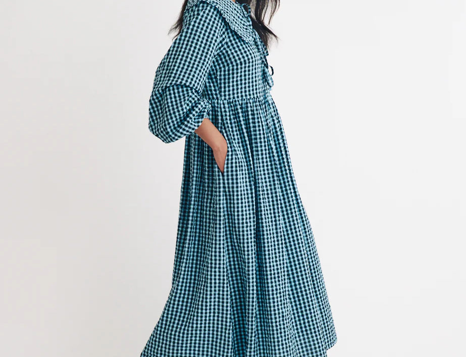 Nobody's Child Blue Gingham Peter Pan Collar Blaze Midi Dress 3