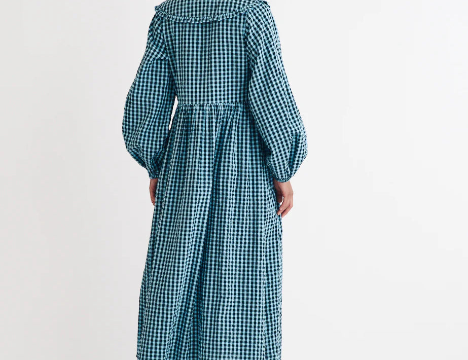 Nobody's Child Blue Gingham Peter Pan Collar Blaze Midi Dress 2