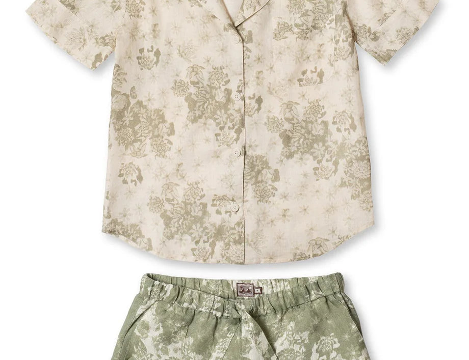 Desmond & Dempsey Short Sleeve Pyjama Set - Flowers of Time 2