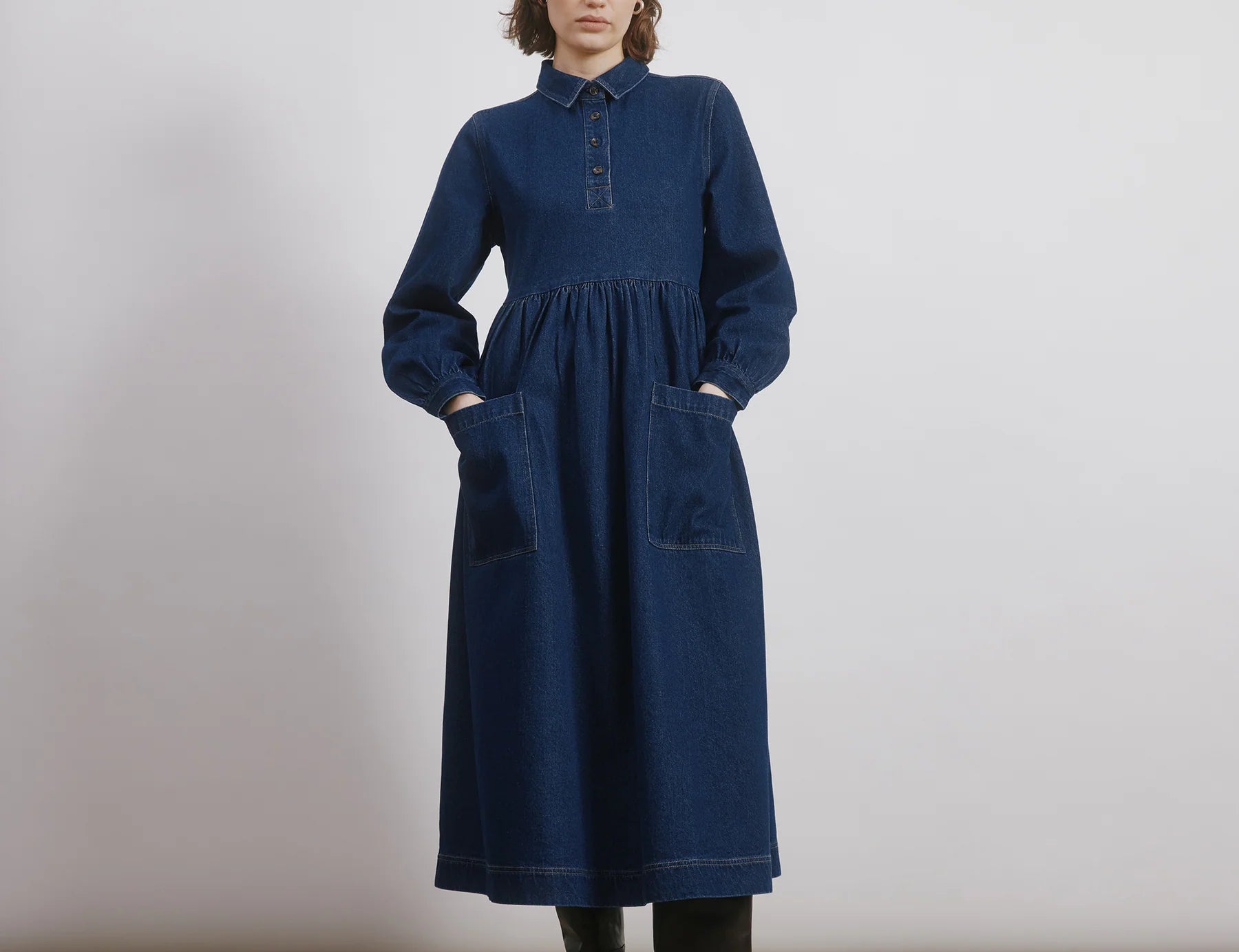 Albaray Denim Placket Midi Dress 2