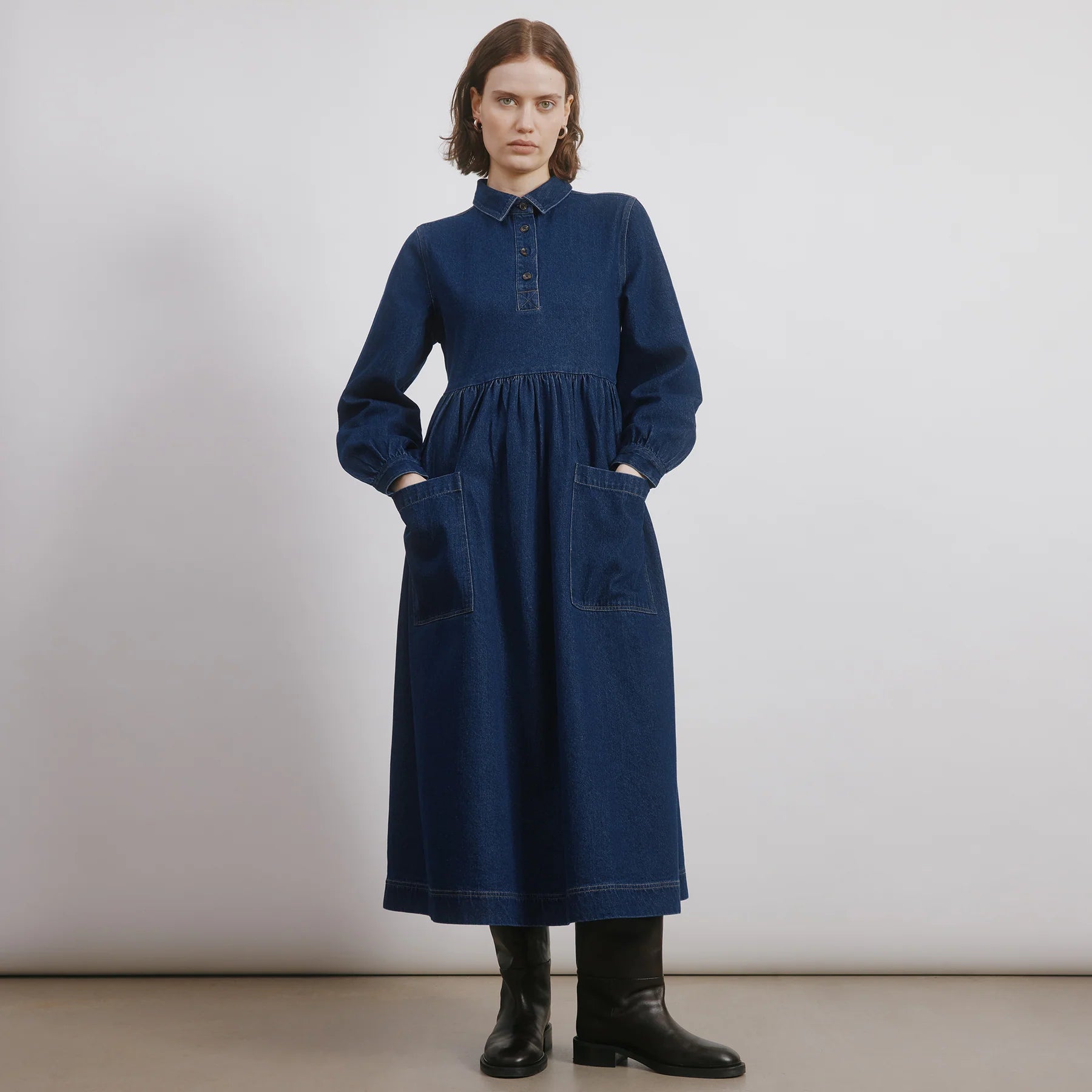 Albaray Denim Placket Midi Dress 2