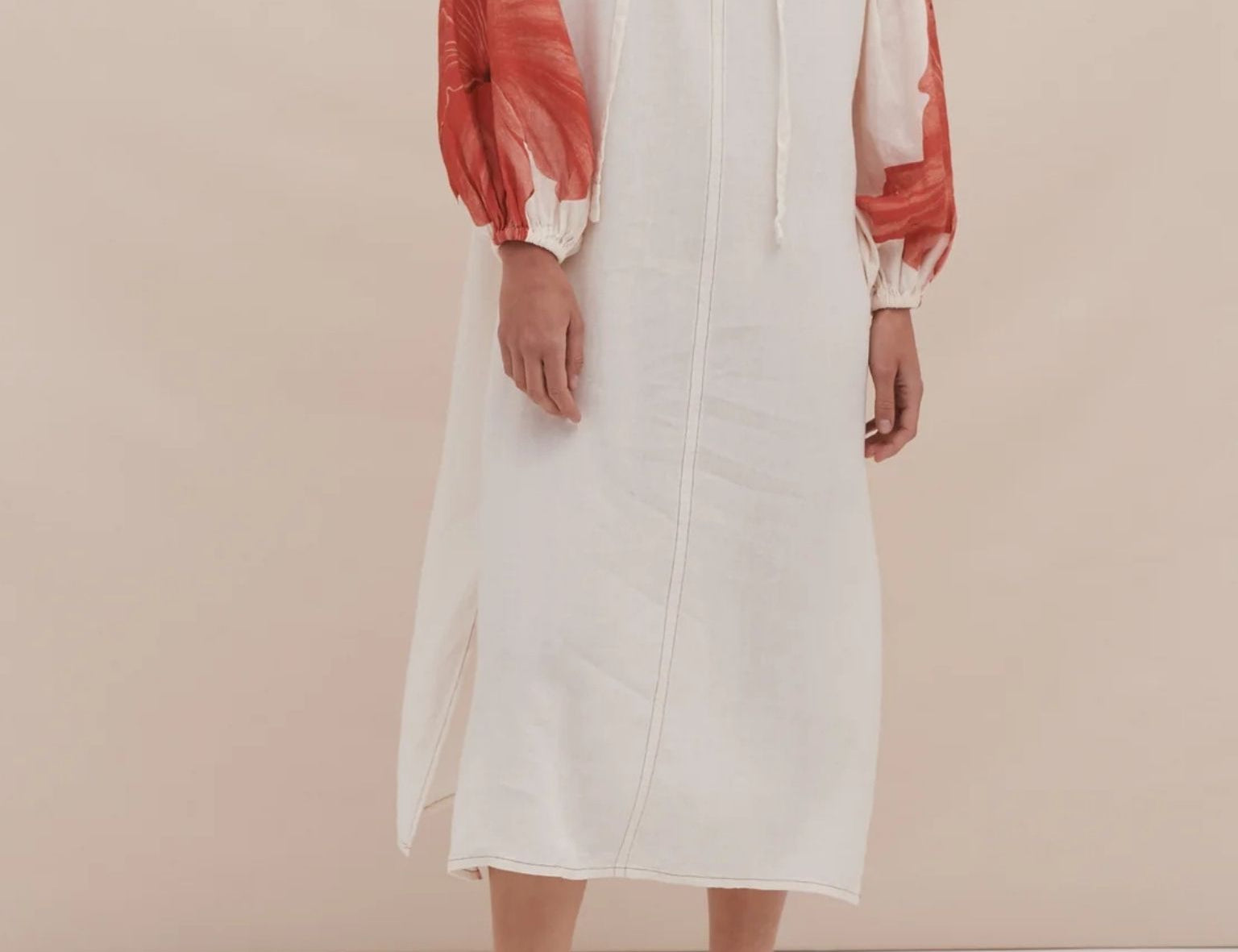 Desmond & Dempsey Grand Hibiscus Blouson Sleeve Kaftan 1
