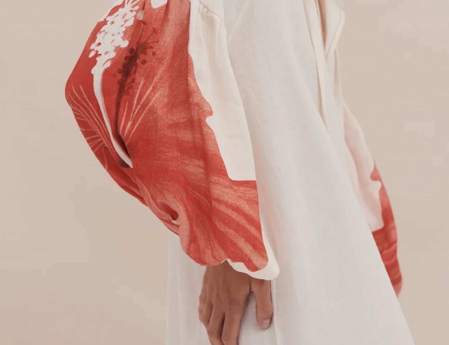 Desmond & Dempsey Grand Hibiscus Blouson Sleeve Kaftan 2