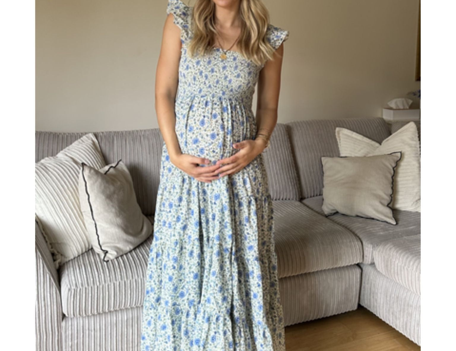Rixo Kendall Dress, Eva Floral Blue and Green 2