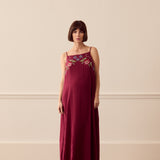 Desmond & Dempsey Square Dress - Dorothea Cross Stitch Burgundy 1