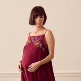 Desmond & Dempsey Square Dress - Dorothea Cross Stitch Burgundy 4