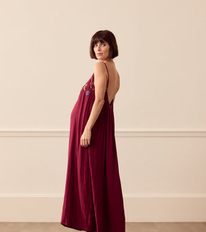 Desmond & Dempsey Square Dress - Dorothea Cross Stitch Burgundy 3