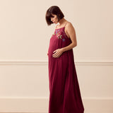 Desmond & Dempsey Square Dress - Dorothea Cross Stitch Burgundy 2