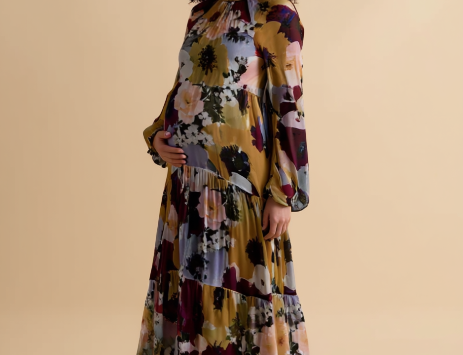 Florere Floral Print Tiered Midi Dress 1