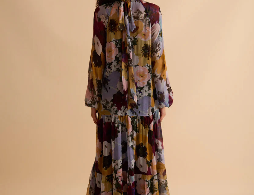Florere Floral Print Tiered Midi Dress 3
