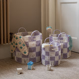 Avery Row Checkerboard Storage Basket Set of 3 - Lilac 1