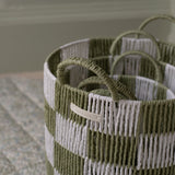 Avery Row Checkerboard Storage Basket Set of 3 - Sage 2