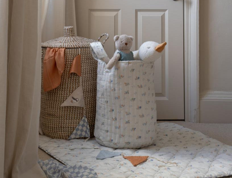 Avery Row Large Quilted Storage Basket - Coastline 1