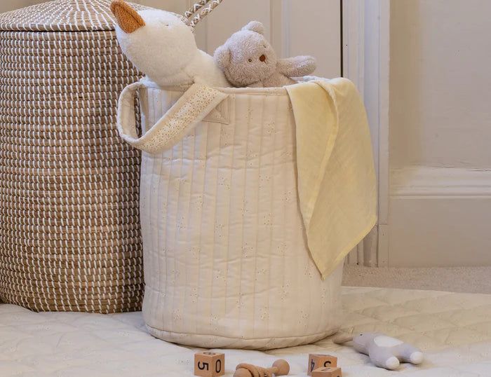 Avery Row Large Quilted Storage Basket - Wild Chamomile 1