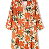 Desmond & Dempsey Lilium Orange Linen Kaftan 2