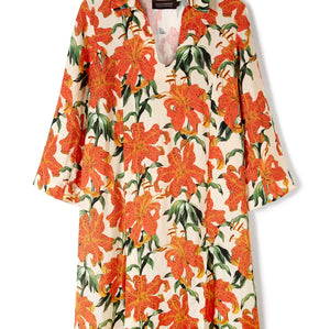 Desmond & Dempsey Lilium Orange Linen Kaftan 2