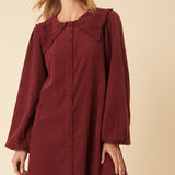 Nobody's Child Burgundy Peter Pan Collar Cord Bridget Mini Dress 2
