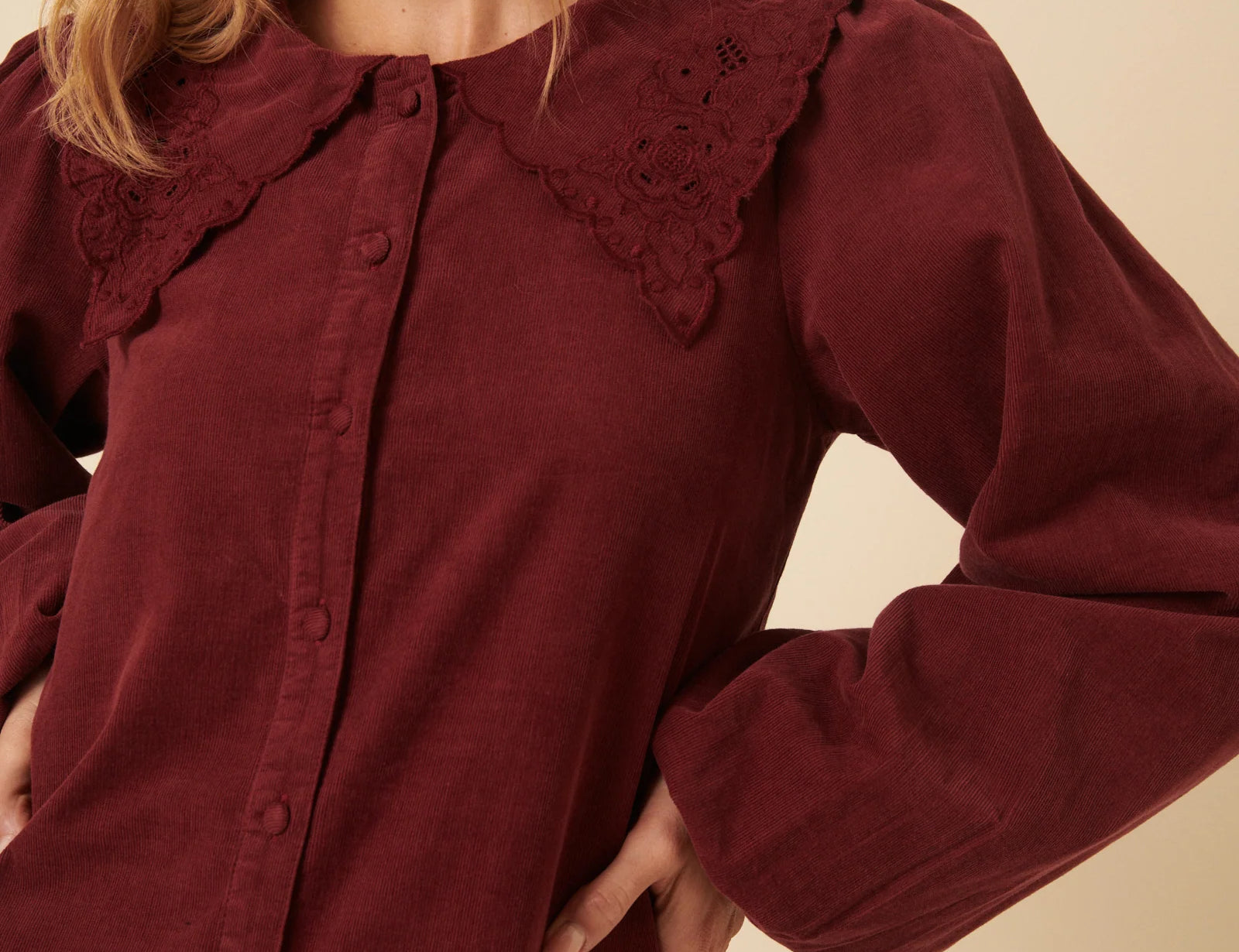 Nobody's Child Burgundy Peter Pan Collar Cord Bridget Mini Dress 4