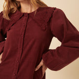 Nobody's Child Burgundy Peter Pan Collar Cord Bridget Mini Dress 4