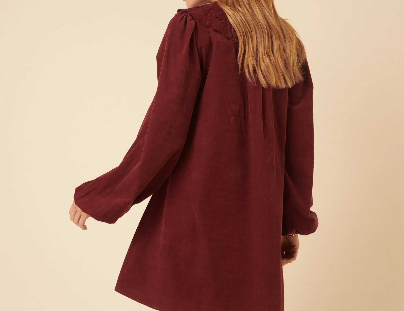 Nobody's Child Burgundy Peter Pan Collar Cord Bridget Mini Dress 3
