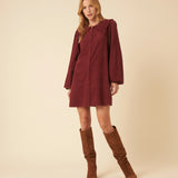 Nobody's Child Burgundy Peter Pan Collar Cord Bridget Mini Dress 1