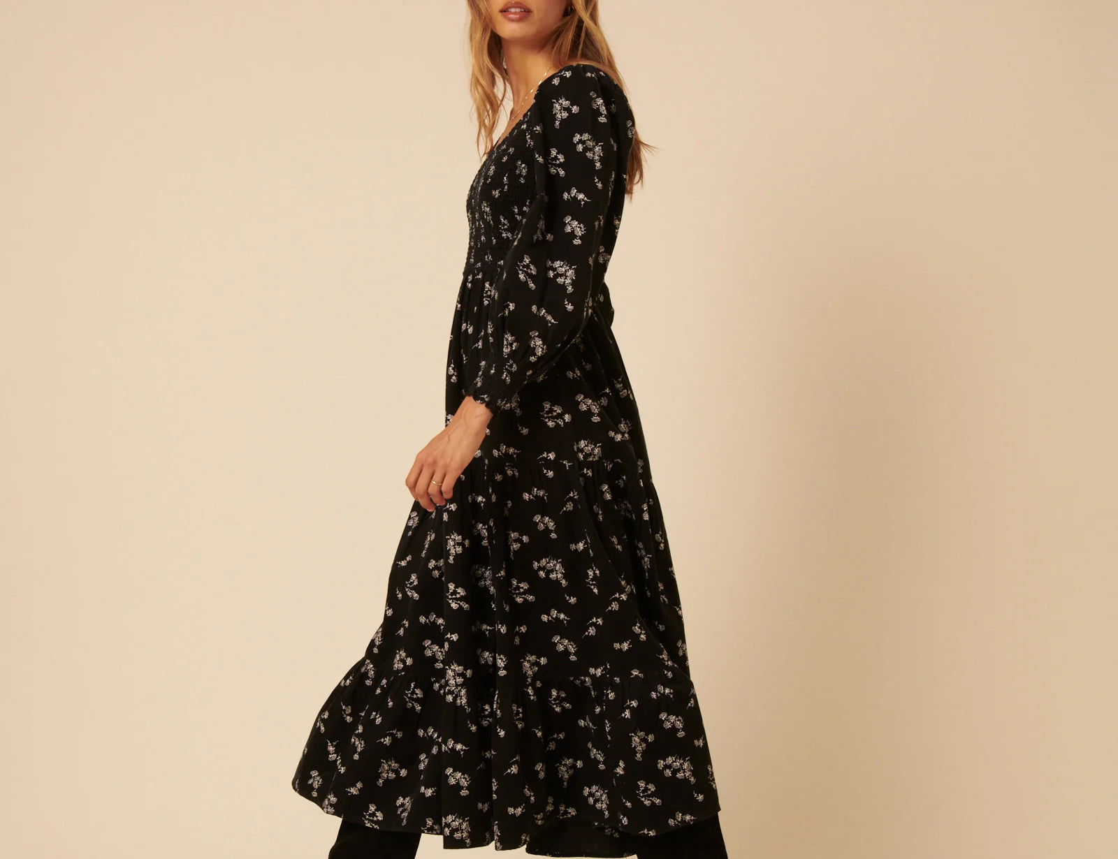 Nobody's Child Black Floral Embroidered Cord Ruby Midi Dress 4