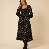 Nobody's Child Black Floral Embroidered Cord Ruby Midi Dress 3