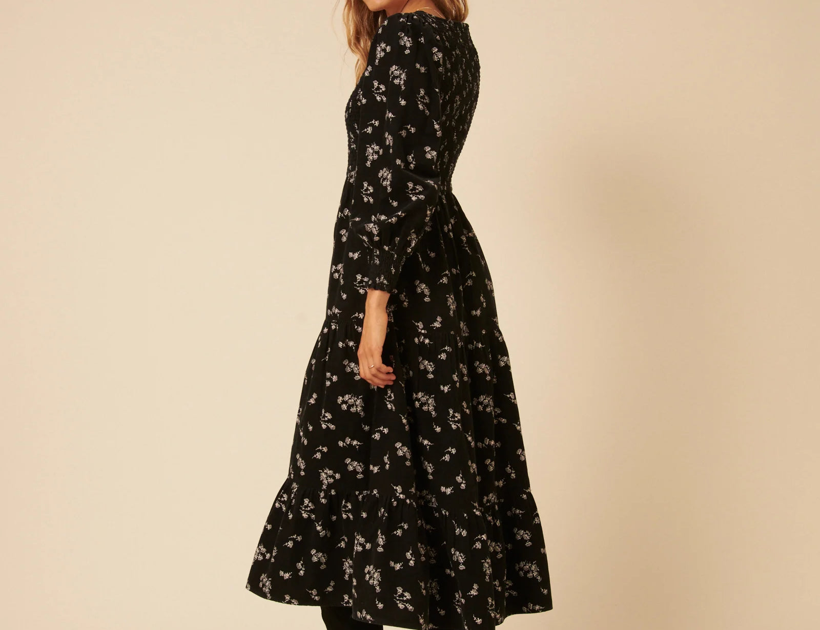 Nobody's Child Black Floral Embroidered Cord Ruby Midi Dress 2