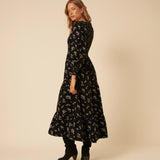 Nobody's Child Black Floral Embroidered Cord Ruby Midi Dress 2