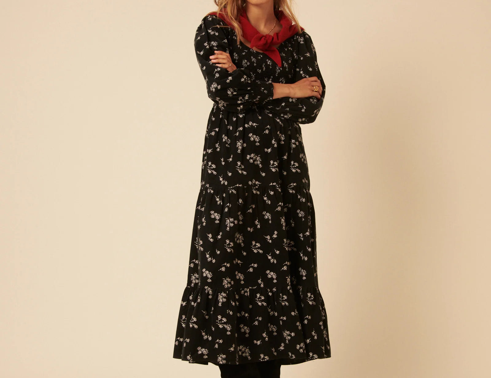 Nobody's Child Black Floral Embroidered Cord Ruby Midi Dress 5