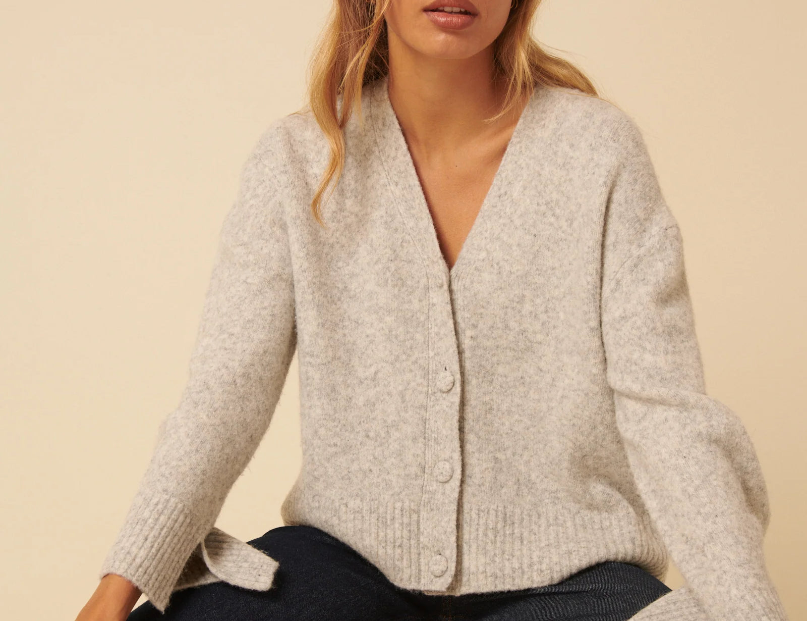 Nobody's Child Light Grey V-Neck Cardigan 1