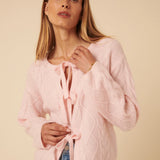 Nobody's Child Pink Tie Front Cable Knitted Cardigan 1