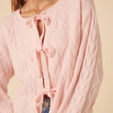Nobody's Child Pink Tie Front Cable Knitted Cardigan 2