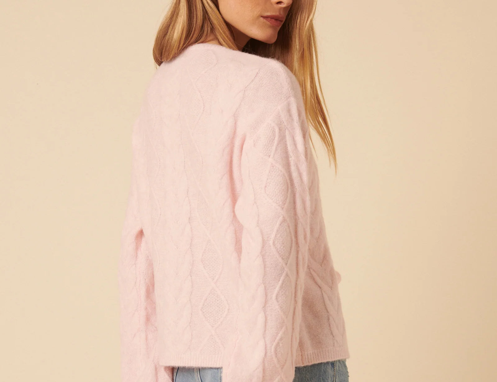 Nobody's Child Pink Tie Front Cable Knitted Cardigan 5