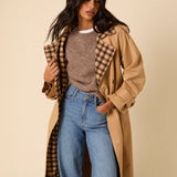 Nobody's Child Camel Check Trim coat 1
