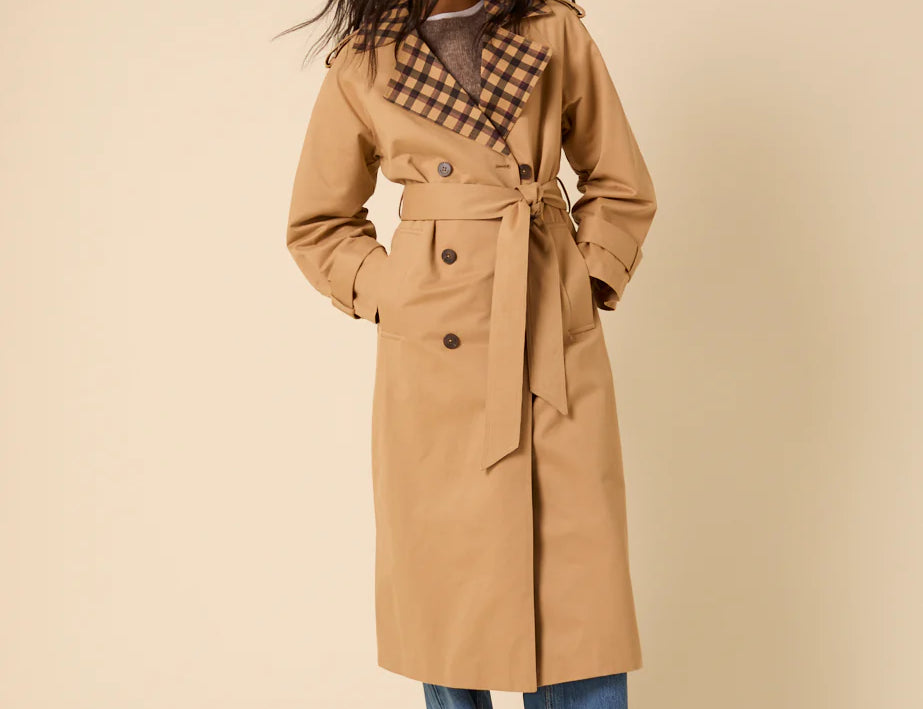 Nobody's Child Camel Check Trim coat 2