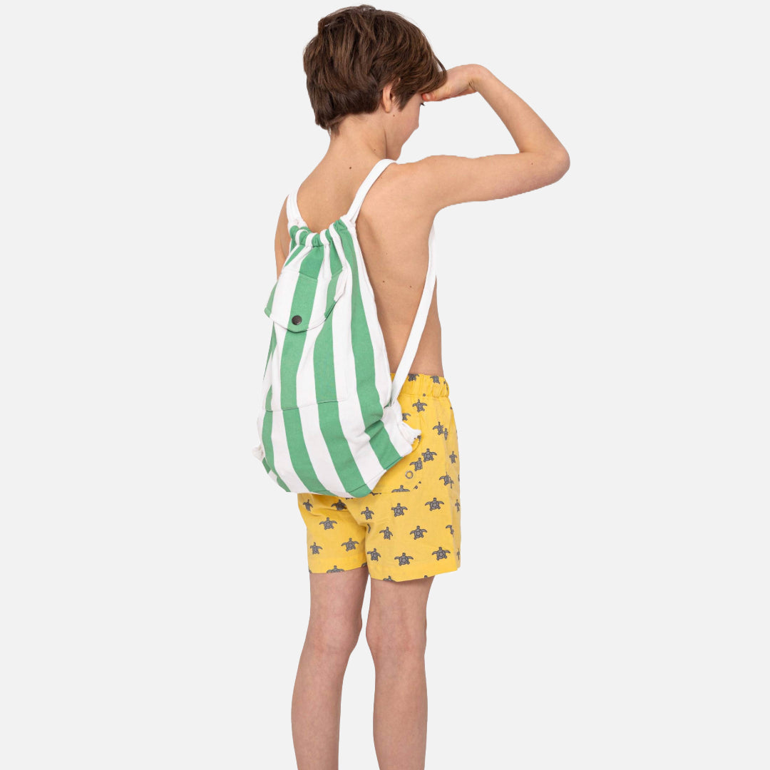 Pure Earth Collection Kids Beach Bag - Green Stripe 2