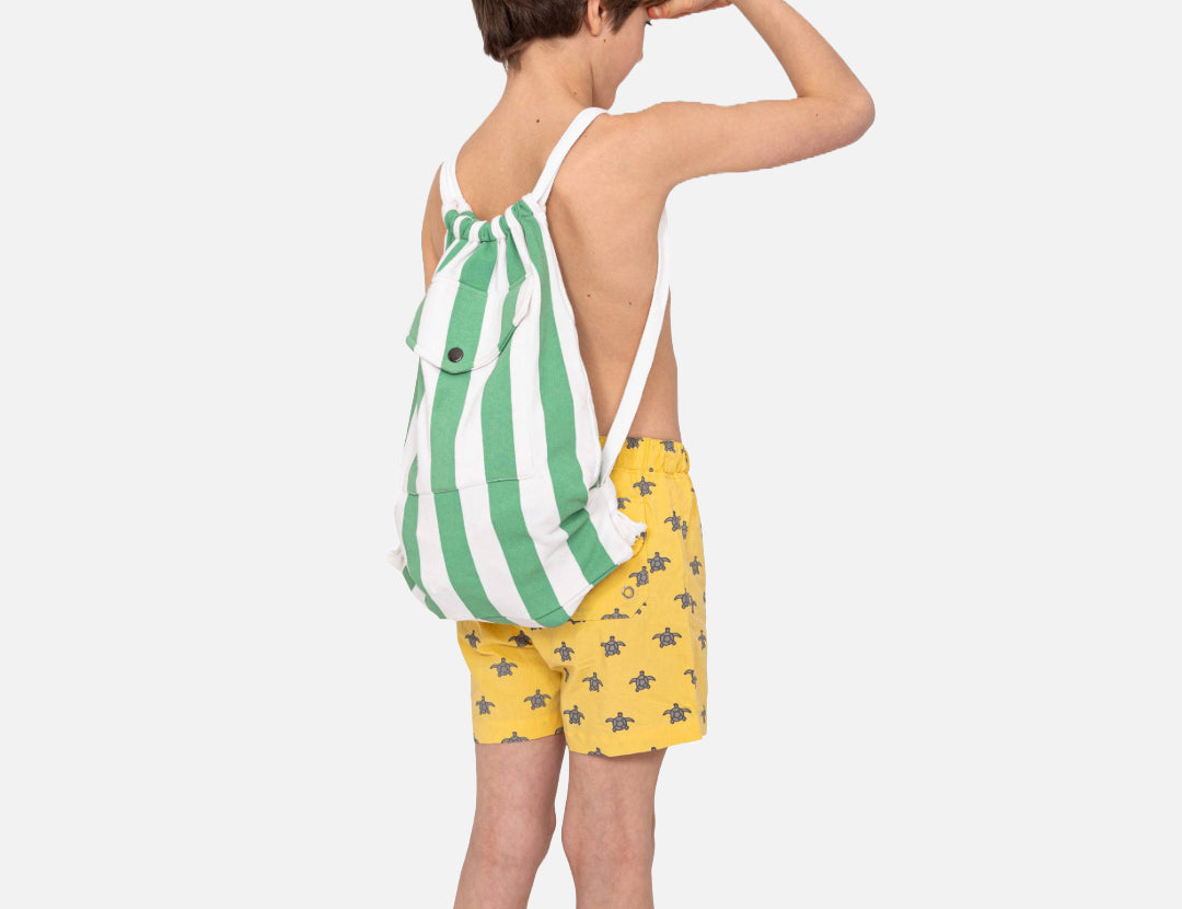 Pure Earth Collection Kids Beach Bag - Green Stripe 2