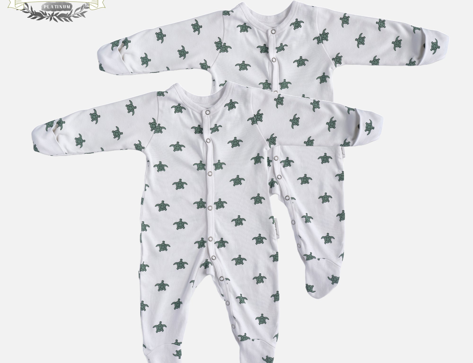 Pure Earth Collection Winter Sleepsuit With Padded Sleeves (2pk) - Turtle 2