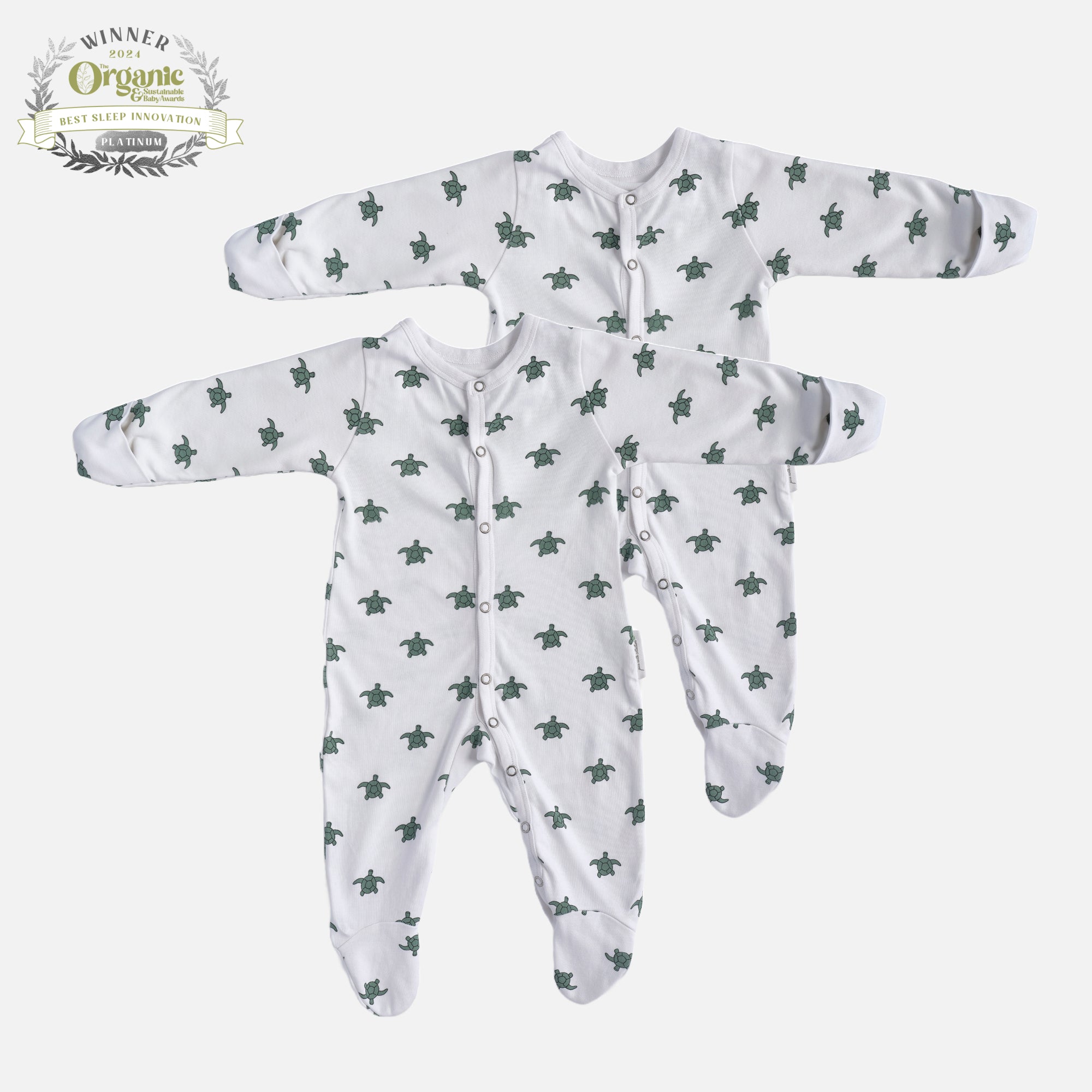 Pure Earth Collection Winter Sleepsuit With Padded Sleeves (2pk) - Turtle 2