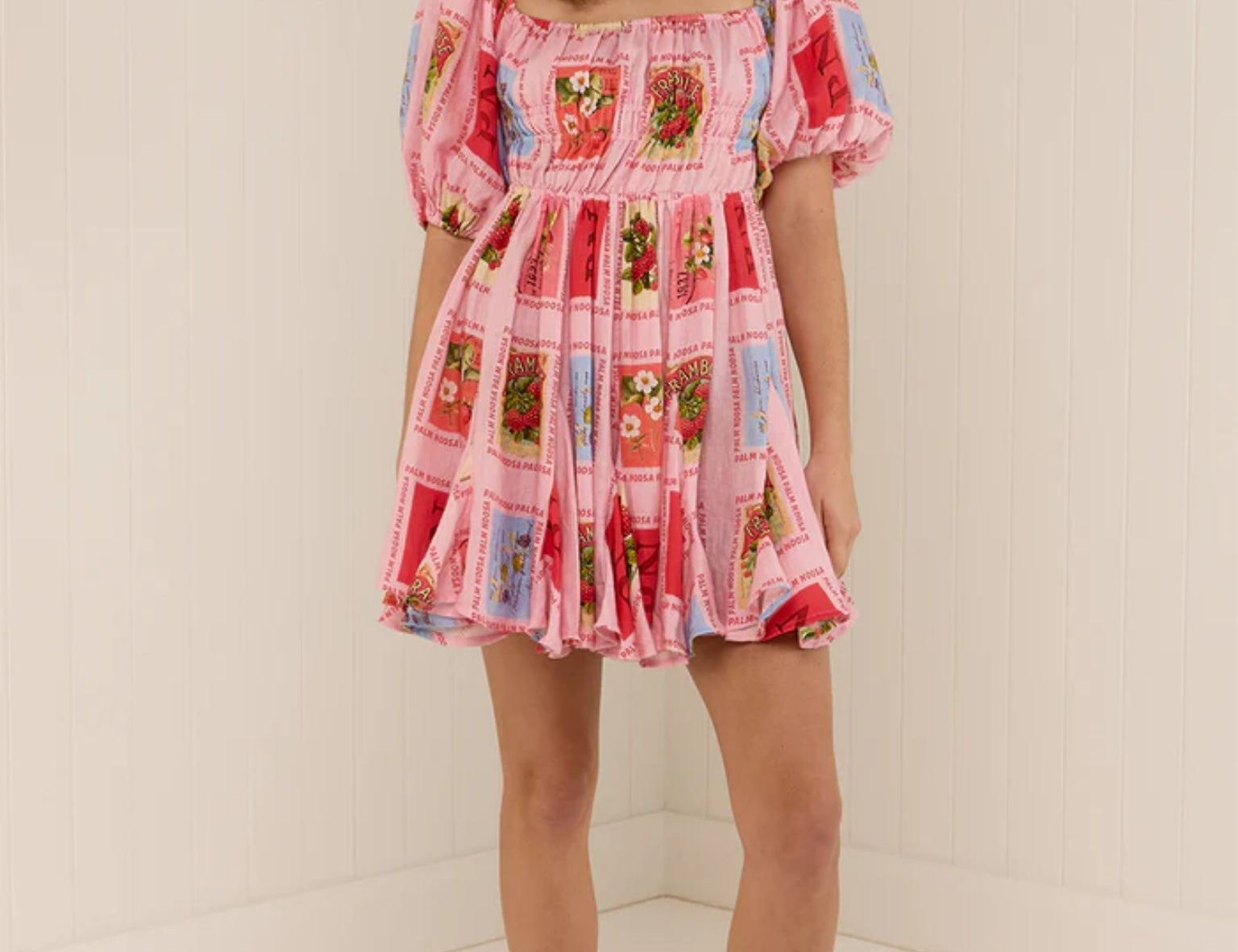 Palm Noosa Flora Dress in Strawberry Stamp