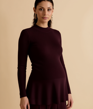 Rib Knit Detail Peplum Jumper maternity