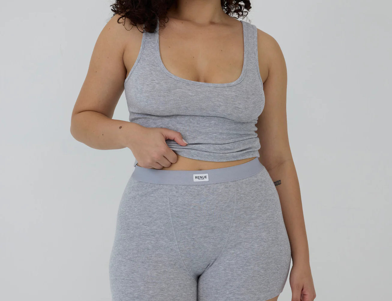RENUE Ribbed Boyfriend Shorts - Grey 1