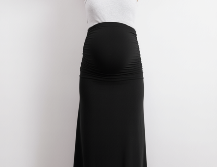 Ruched Waist Jersey Maxi Skirt - Black maternity