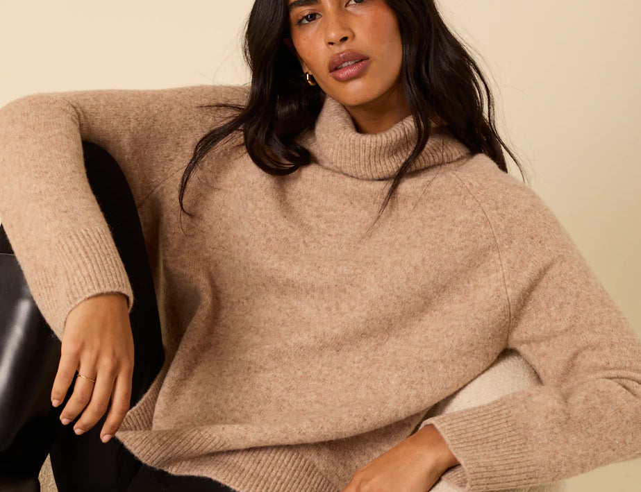 Nobody's Child Beige Roll Neck Relaxed Knitted Jumper 3