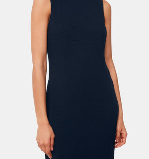 Whistles Erin Texture Midi Dress in Navy 2