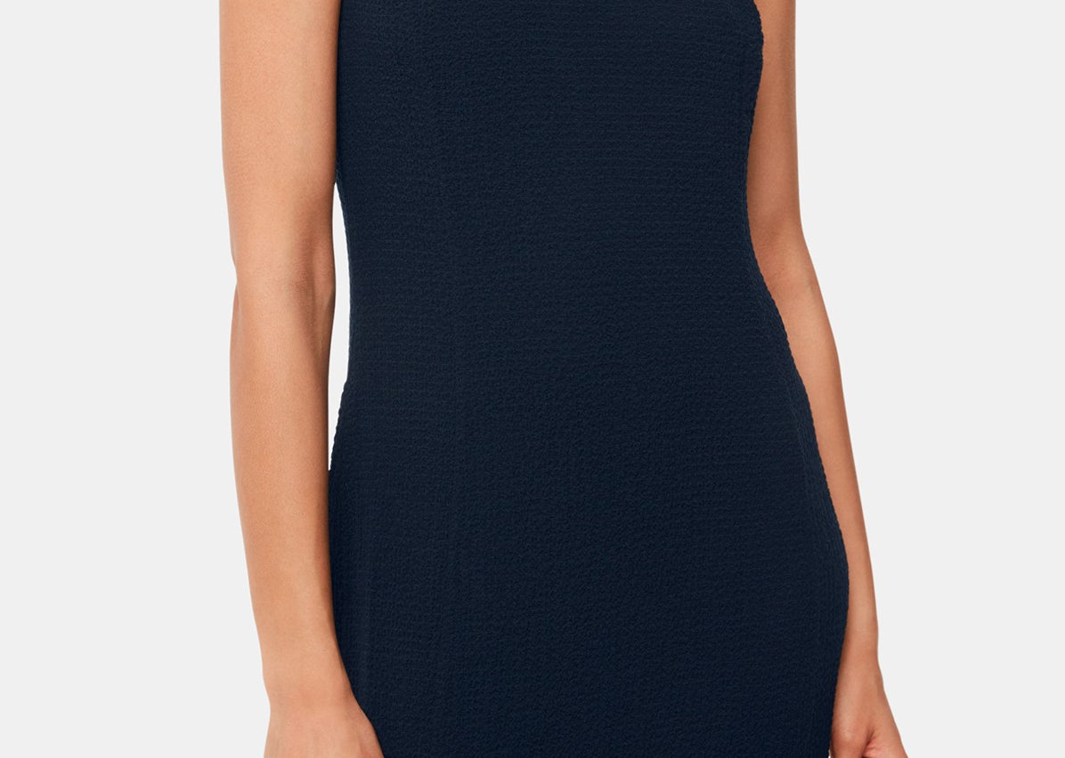 Whistles Erin Texture Midi Dress in Navy 2
