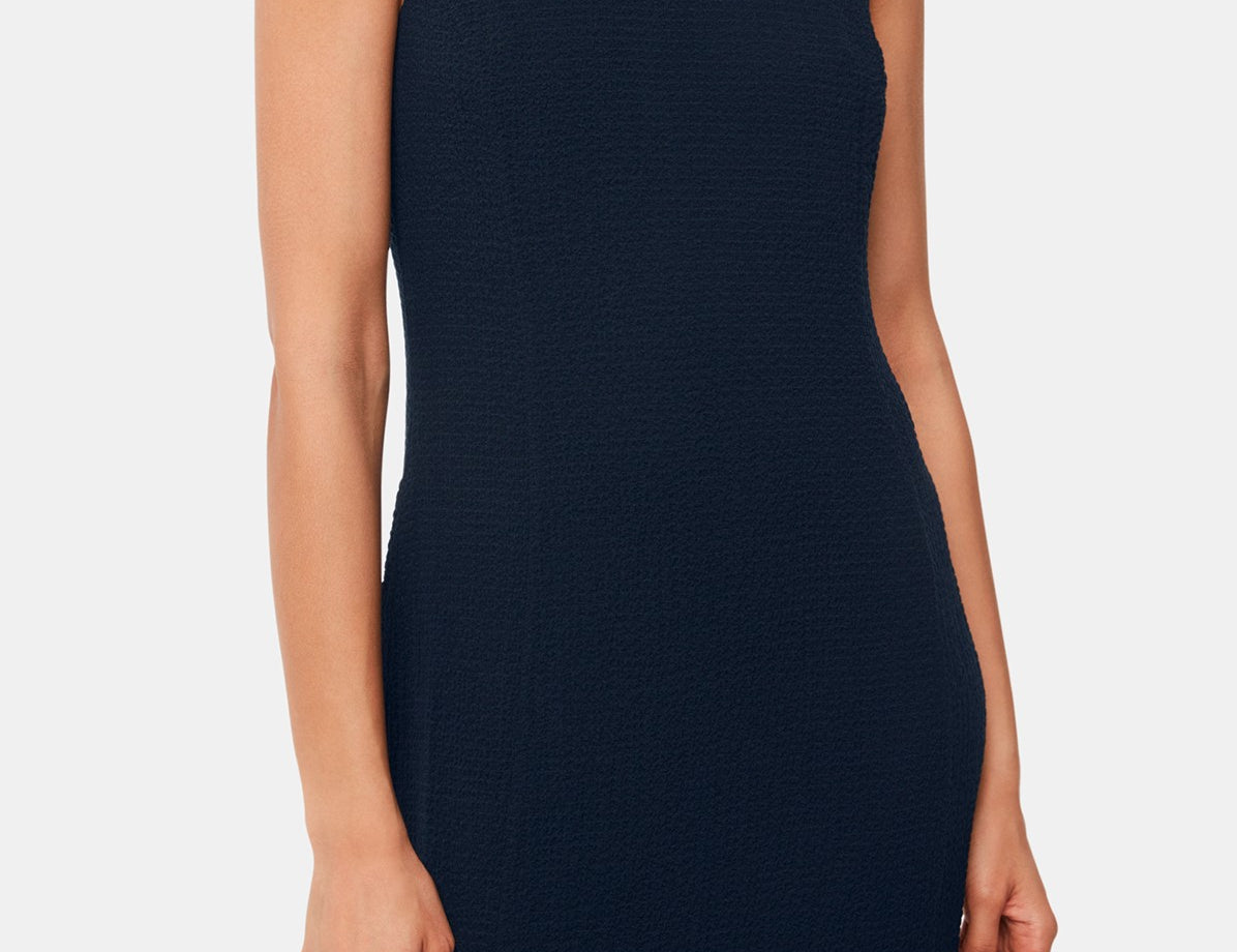 Whistles Erin Texture Midi Dress in Navy 2